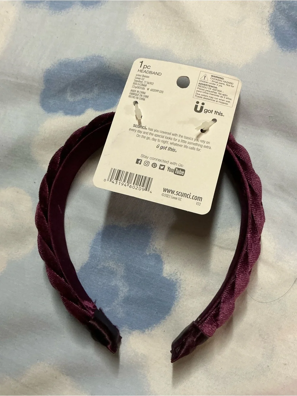 scunci Braided Wine Red Headband and Scrunchie Set